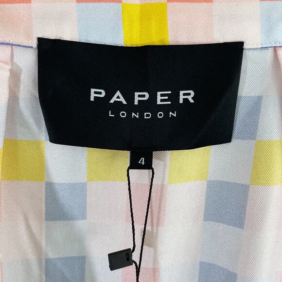 NWT Paper London Women's 100% Silk Foxglove Wrap Skirt Multi Check US 0 UK 4 - Picture 8 of 12